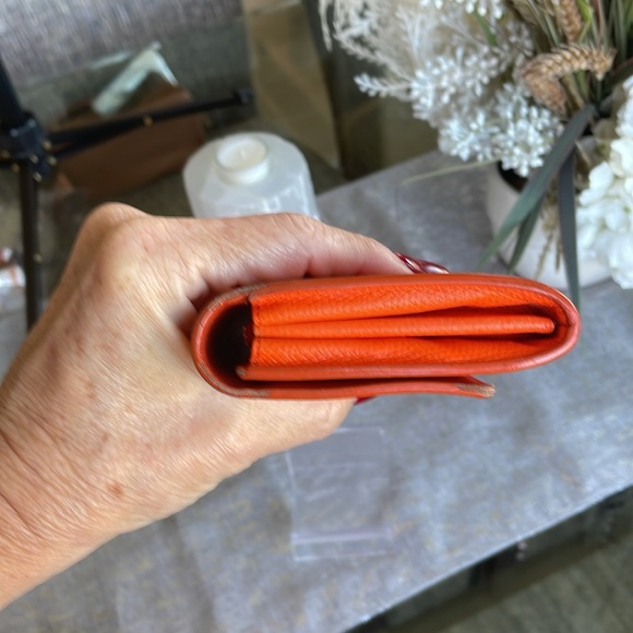 Celine Orange Wallet with Leather Texture and Flap Closure - Picture 4 of 8